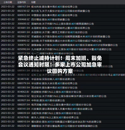 紧急终止减持计划！周末加班、豁免会议通知时限！多家上市公司加急审议回购方案-第2张图片