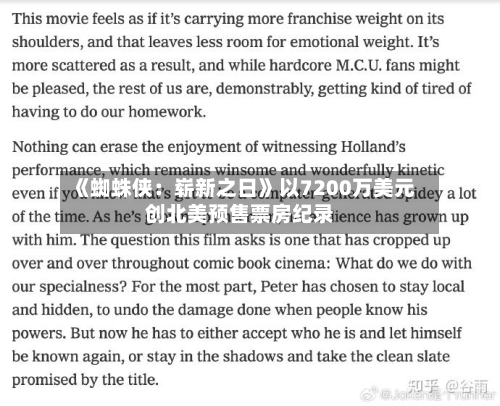 《蜘蛛侠:崭新之日》以7200万美元创北美预售票房纪录-第3张图片