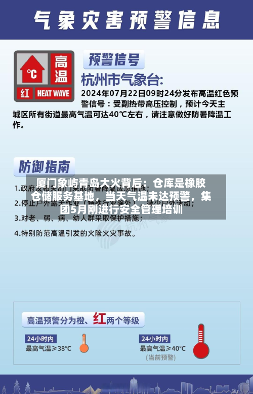 厦门象屿青岛大火背后：仓库是橡胶仓储服务基地，当天气温未达预警，集团5月刚进行安全管理培训-第2张图片