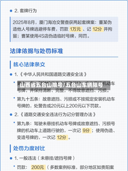 山西省五台山限号/五台山车辆限号