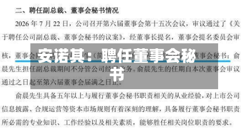 安诺其：聘任董事会秘书-第1张图片