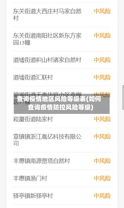 查询疫情地区风险等级表(如何查询疫情防控风险等级)